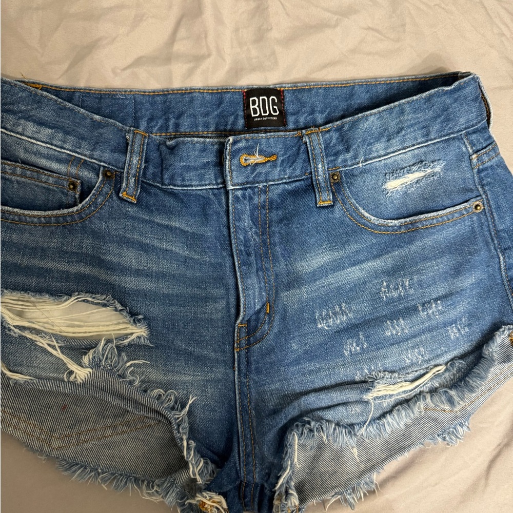 BDG Women's Ripped Blue Jean Shorts